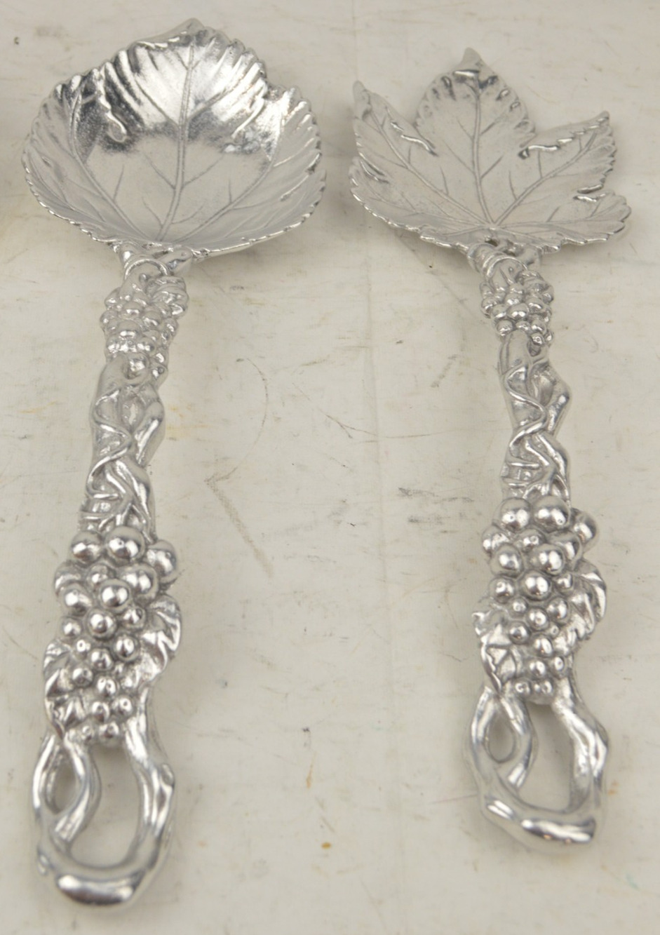 Arthur Court Grapevine Aluminum Serving Set Grape Leaf Spoon 2 Pc